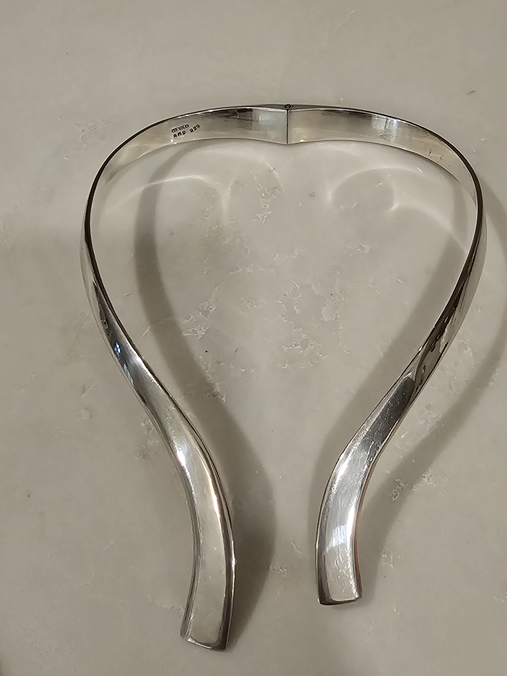 Vintage Taxco Mexico 925 Sterling Silver Modernist Open Collar Choker Necklace - Picture 10 of 11